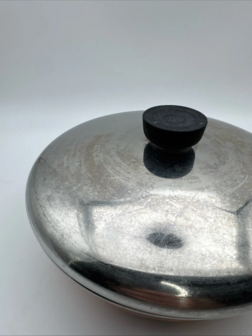 Vtg Revere Ware 8 Inch Skillet Frying Pan w/Lid Copper Bottom/Stainless Steel